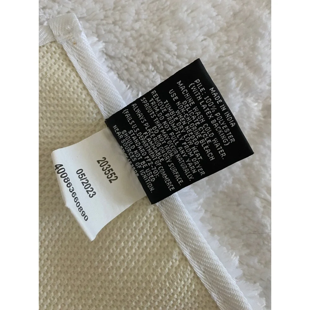 Simply Vera Vera Wang White Shaggy Bath Runner Rug 20x60 Solid Plush Latex Back